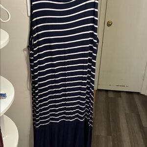 Michael Kors Navy and White Striped Midi Dress